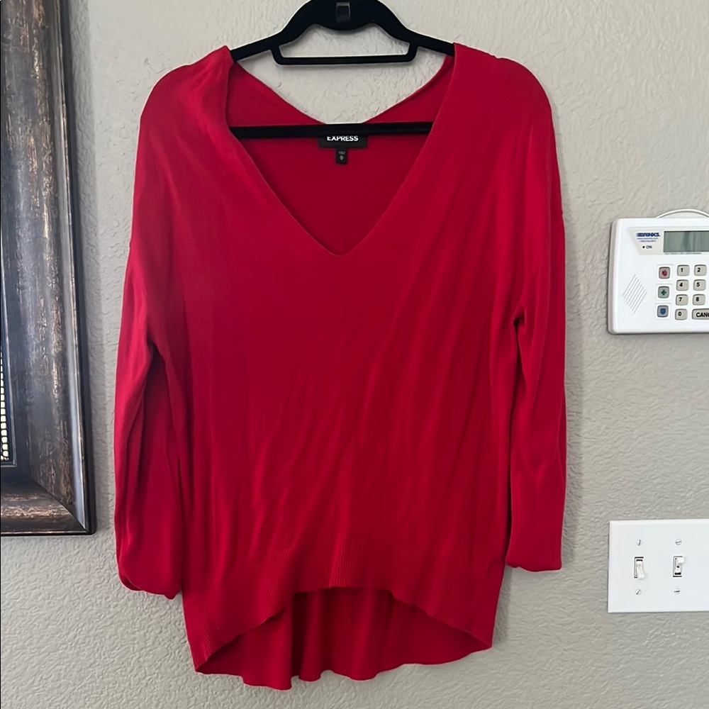 Lapis Red Asymmetrical Blouse